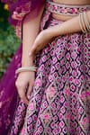 Buy_Shyam Narayan Prasad_Purple Raw Silk Embroidered Gota And Thread Blouse Lehenga Set 