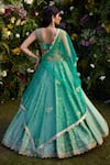 Shop_Shyam Narayan Prasad_Green Raw Silk Embroidered Zari Sweetheart Lehenga Set With Belt _at_Aza_Fashions