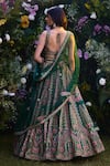 Shop_Shyam Narayan Prasad_Green Raw Silk Embroidered Gota Leaf Neck And Thread Lehenga Set _at_Aza_Fashions