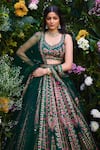 Shyam Narayan Prasad_Green Raw Silk Embroidered Gota Leaf Neck And Thread Lehenga Set _Online_at_Aza_Fashions