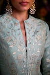 Shyam Narayan Prasad_Blue Silk Brocade Patchwork Embroidered Floral Kurta And Churidar Set _at_Aza_Fashions