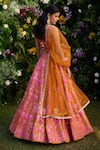Shop_Shyam Narayan Prasad_Orange Raw Silk Embroidered Gota Leaf Thread Lehenga Set With Belt _at_Aza_Fashions