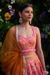 Buy_Shyam Narayan Prasad_Orange Raw Silk Embroidered Gota Leaf Thread Lehenga Set With Belt _Online_at_Aza_Fashions