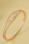 Shop_Smars Jewelry_Gold Plated Cubic Zirconia Embellished Bangle_at_Aza_Fashions