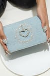 Buy_Ozel_Blue Stone Denim Heart Embroidered Charm Clutch _at_Aza_Fashions