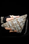 Shop_Ozel_Gold Rhinestone Triangle Shaped Bag _at_Aza_Fashions