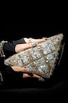 Shop_Ozel_Gold Rhinestone Triangle Shaped Bag _Online_at_Aza_Fashions