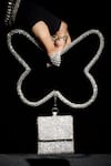 Buy_Ozel_Silver Crystal Embellished Charm Bag _at_Aza_Fashions