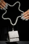 Buy_Ozel_Silver Crystal Embellished Charm Nano Bag _at_Aza_Fashions