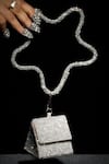 Ozel_Silver Crystal Embellished Charm Nano Bag _Online_at_Aza_Fashions