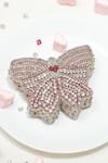 Buy_Ozel_Pink Rhinestone Bow Arm Candy Embellished Clutch _at_Aza_Fashions