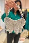 Buy_Ozel_Silver Rhinestone Bow Embellished Bag _at_Aza_Fashions