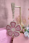 Shop_Ozel_Pink Rhinestone Mini Flower Embellished Bag _at_Aza_Fashions