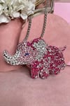 Buy_Ozel_Pink Rhinestone Elephant Studded Mini Bag _at_Aza_Fashions