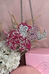 Ozel_Pink Rhinestone Elephant Studded Mini Bag _Online_at_Aza_Fashions