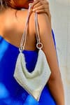 Ozel_White Crystal Sasha Studded Bling Bag _at_Aza_Fashions