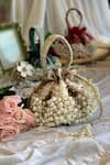 Buy_Ozel_Beige Pearls Bijoux Moti Embellished Potli Bag _at_Aza_Fashions