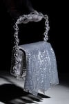 Ozel_Silver Metallic Mesh Shimmer Flap Bag _Online_at_Aza_Fashions