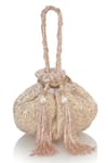 Buy_Ozel_Gold Sequins Burst Encrusted Potli Bag _at_Aza_Fashions