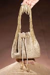 Shop_Ozel_Gold Sequins Pixel Potli Bucket Bag _at_Aza_Fashions