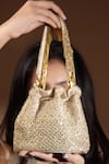 Buy_Ozel_Gold Sequins Pixel Potli Bucket Bag _Online_at_Aza_Fashions