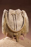 Ozel_Gold Sequins Pixel Potli Bucket Bag _at_Aza_Fashions