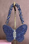 Ozel_Blue Rhinestone Studded Mini Butterfly Bag _Online_at_Aza_Fashions