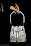 Ozel_Silver Hotfix Stones Shimmy Embellished Bucket Bag _Online_at_Aza_Fashions