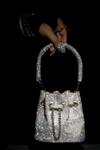 Shop_Ozel_Silver Hotfix Stones Shimmy Embellished Bucket Bag _Online_at_Aza_Fashions