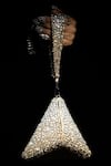 Buy_Ozel_Gold Rhinestone Encrusted Pyramid Bag _Online_at_Aza_Fashions