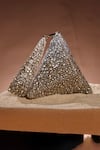 Shop_Ozel_Gold Rhinestone Encrusted Pyramid Bag _at_Aza_Fashions