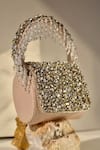 Buy_Ozel_Silver Rhinestones Petal Studded Mini Flap Bag _Online_at_Aza_Fashions