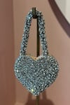 Buy_Ozel_Silver Rhinestones Studded Heart Bag _Online_at_Aza_Fashions