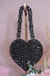 Buy_Ozel_Black Rhinestones Encrusted Heart Bag _at_Aza_Fashions