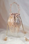 Buy_Ozel_Rose Gold Sequins Dragon Nest Embellished Potli Bag _at_Aza_Fashions