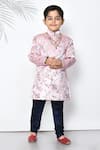 Buy_Banana Bee_Multi Color Sherwani Cotton Silk Embellished Floral Pattern With Churidar_Online_at_Aza_Fashions