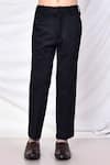 Samyukta Singhania_Black Cotton, Polyester Brooches Solid Textured Bandhgala Pant Set _Online_at_Aza_Fashions