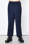 Petite Pomme_Blue Cotton, Polyester Solid Navy Coat Pant Set _at_Aza_Fashions