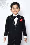 Samyukta Singhania_Black Cotton Blend Embellished Bead Lapel Tuxedo Pant Set _at_Aza_Fashions