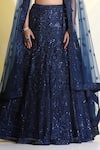 Buy_MeenaGurnam_Blue Net Embroidered Cutdana Sweetheart Floral Sequin Lehenga Blouse Set _Online_at_Aza_Fashions