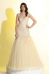 Buy_Meenagurnam_Beige Net Embellished Sequin Sweetheart Hand Mermaid Gown _at_Aza_Fashions