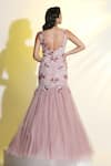 MeenaGurnam_Pink Net Hand Embellished Cutdana Sweetheart Mermaid Gown _Online_at_Aza_Fashions