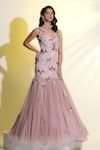 Buy_MeenaGurnam_Pink Net Hand Embellished Cutdana Sweetheart Mermaid Gown _Online_at_Aza_Fashions