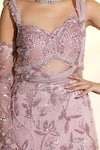 Buy_Meenagurnam_Pink Net Hand Embroidered Cutdana Asymmetric Gather Mermaid Gown _Online_at_Aza_Fashions