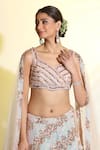 Buy_MeenaGurnam_Pink Net Hand Embellished Sequin Sweetheart Lehenga Blouse Set 