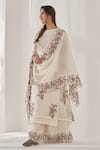 Buy_NAAZ BY NOOR_Off White Chanderi Embroidered Flower Gulabsa Baano Thread Kurta Sharara Set_at_Aza_Fashions