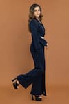 Buy_Aurouss_Blue Banana Crepe Embellished Stone Lapel Collar Overlap Panel Jumpsuit _Online_at_Aza_Fashions