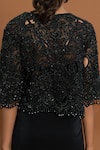 Buy_Aurouss_Black Jersey Embellished Thread Cape Embroidered Sheer Skirt Set  _Online_at_Aza_Fashions