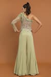 Shop_Aurouss_Green Georgette Embellished Thread One Floral Applique Jumpsuit  _at_Aza_Fashions