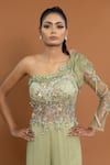 Shop_Aurouss_Green Georgette Embellished Thread One Floral Applique Jumpsuit  _Online_at_Aza_Fashions